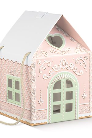 Kutija kuća mala zeleno-roza, 37841, 200x200x180
