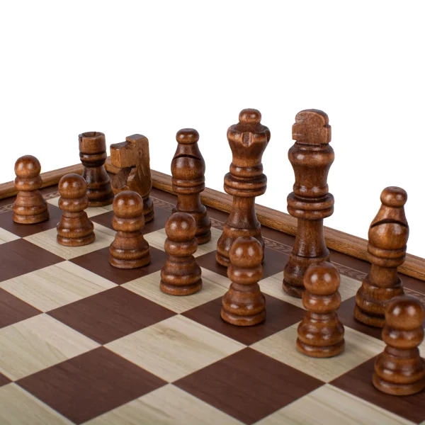 Šah, CBLS34E, tavla, ludo, zmija, 4 u 1, klasični, smeđi, drveni - Image 7