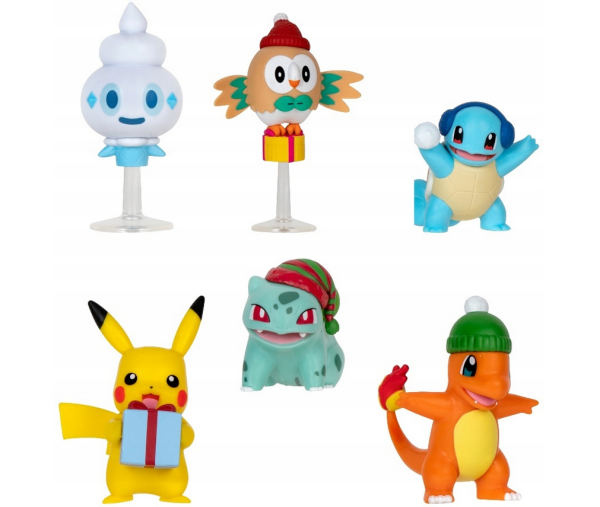 Pokemon figurica BATTLE FIGURE 6PK - BULBASAUR, CHARMANDER, SQUIRTLE, PIKACHU, ROWLET, VANILLITE